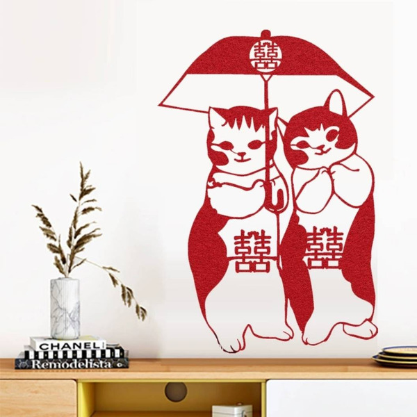 貓咪囍字壁貼