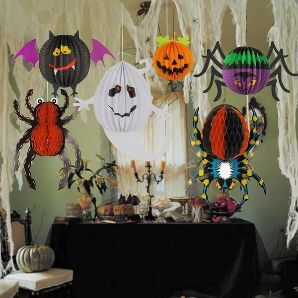 幽靈蜂窩球擺飾 萬聖節布置