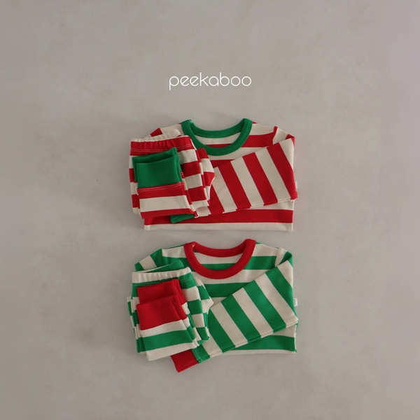 Peekaboo(厚)聖誕寬紋兒童套裝