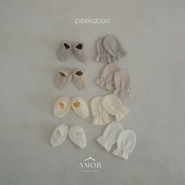 Peekaboo奶油純棉新生兒手腳套組
