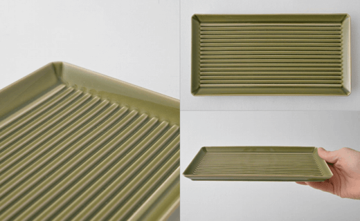 Groove系列 凹紋長角皿-墨綠款