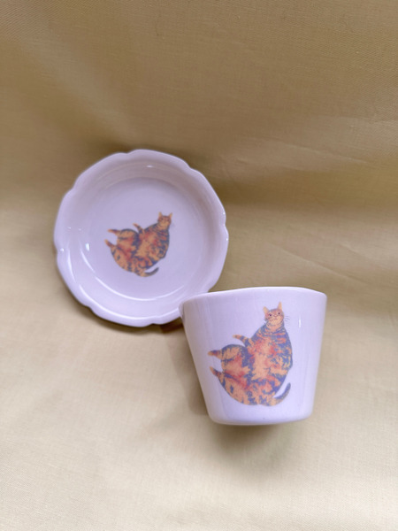 Orie 貓之所 美濃燒系列-貓貓Leo 茶杯(無附豆盤)