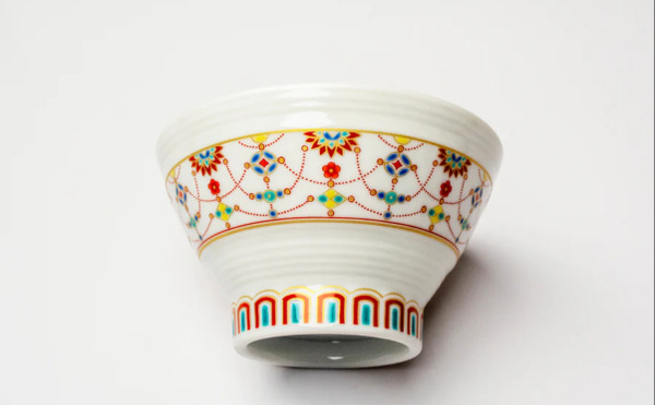 【九谷燒】瓔珞紋樣 飯碗 / 青郊窯