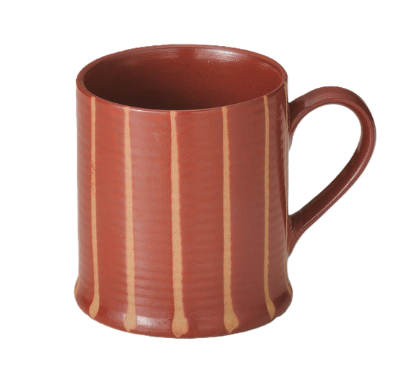 日本製美濃燒 馬克杯｜森川製 赤樂十草紋直立款