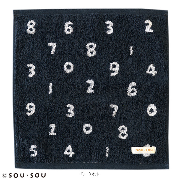 SOU・SOU 黑色數字系列 迷你方巾 (25×25cm)