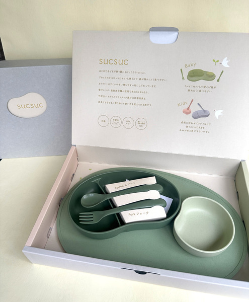 SUC SUC 日本製˙抗菌竹纖維兒童餐具組(綠色)