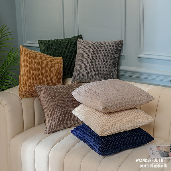 〖現貨〗簡約輕奢風多色絲絨沙發靠墊 枕套 靠墊 枕頭 幾何圖案 ins風 靠枕 沙發卧室靠背 抱枕套 腰枕 飄窗靠墊