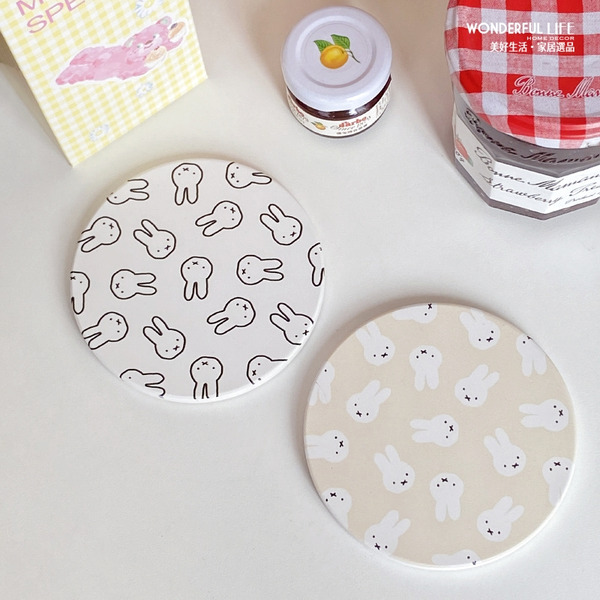 〖現貨〗INS風Miffy圖案陶瓷杯墊 防滑杯墊 隔熱墊 杯墊 吸水杯墊 小禮物 活動贈品 拍攝道具 小禮品 參與獎品