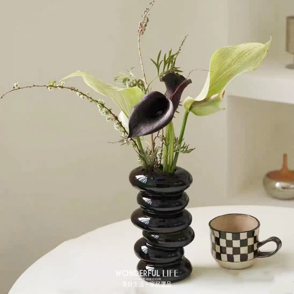 〖新品上架〗INS風堆石陶瓷花瓶擺件 陶瓷 花瓶 水培花瓶 花盆 客廳擺飾 花器 造型花瓶 藝術品 工藝品 餐桌擺件