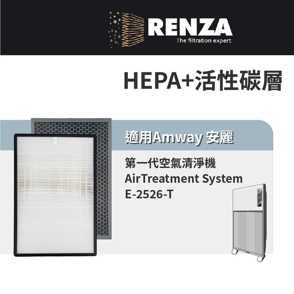 適用 Amway 安麗 E-2526-T 第一代空氣清淨機 可替換 E-2527 E-2528 HEPA+蜂巢活性碳 濾網 濾芯 濾心