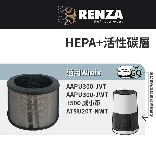 適用 韓國 Winix AAPU300-JVT AAPU300-JWT AT5U207-NWT T500 威小淨 空氣清淨機 可替換GQ HEPA+活性碳 濾網 濾芯 濾心