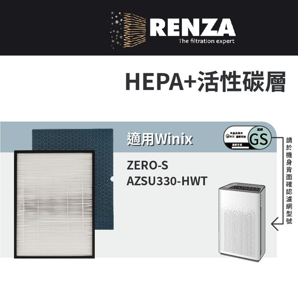 適用 韓國 Winix Zero-S AZSU330-HWT 17坪空氣清淨機 替換GS HEPA+活性碳 濾網 濾芯