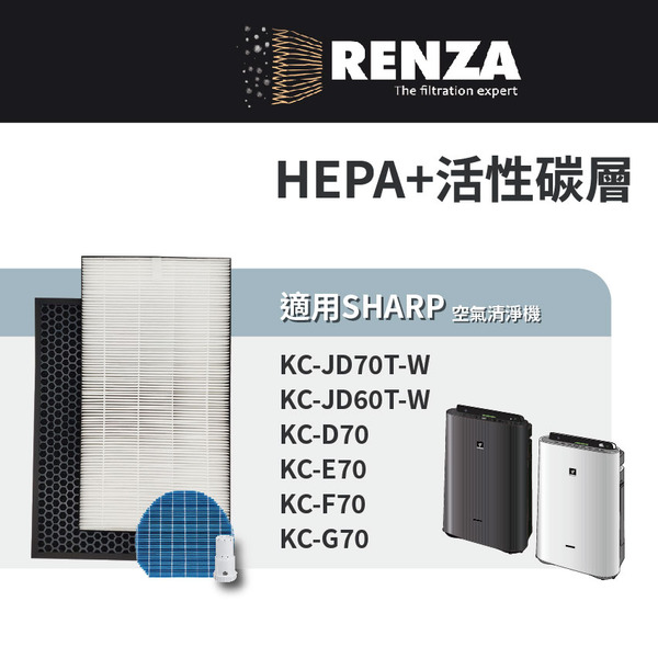 適用 Sharp 夏普 KC-JD70T-W KC-JD60T-W KC-D70 KC-E70 KC-F70 KC-G70 HEPA+活性碳 濾網 濾芯 濾心