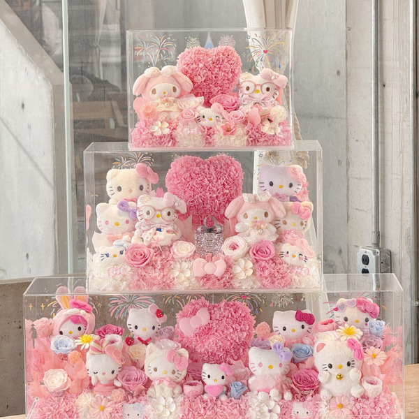 kitty 美樂蒂 愛心永生花高級禮盒