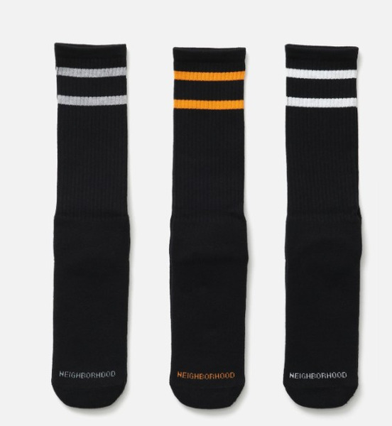 NEIGHBORHOOD CLASSIC 3PACK SOCKS 經典條紋 中筒襪 襪子 三入組