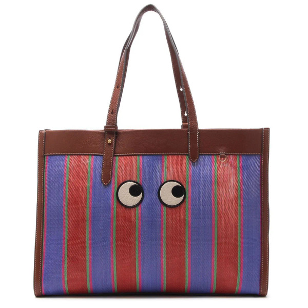 ANYA HINDMARCH｜眼睛紅藍條紋托特包