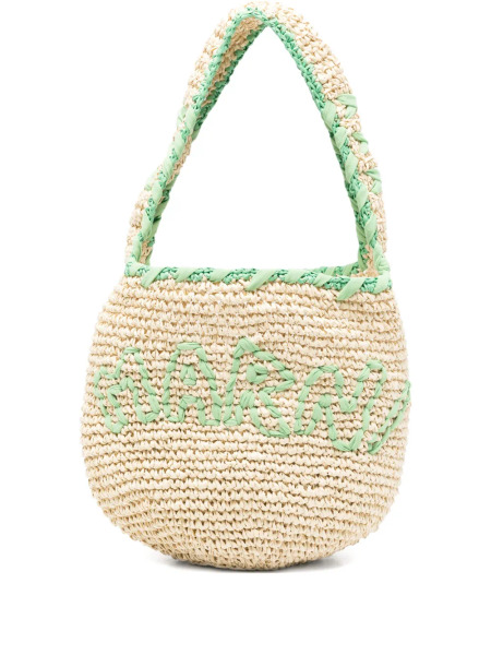 MARNI｜天然拉菲草肩背包-綠