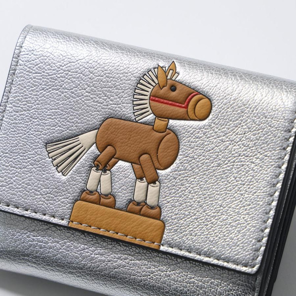 ANYA HINDMARCH｜銀色山羊皮迷你錢包-馬年限定款