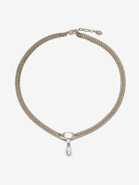 ALEXANDER MCQUEEN｜骷髏珍珠水晶雙鍊項鍊