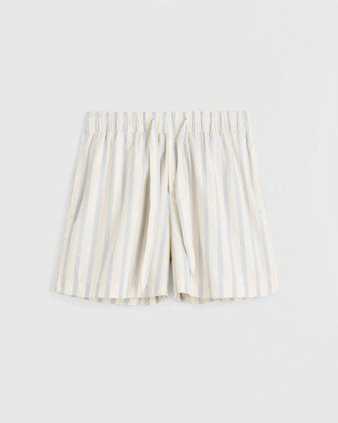 TEKLA｜純棉短睡褲-藍色細條紋