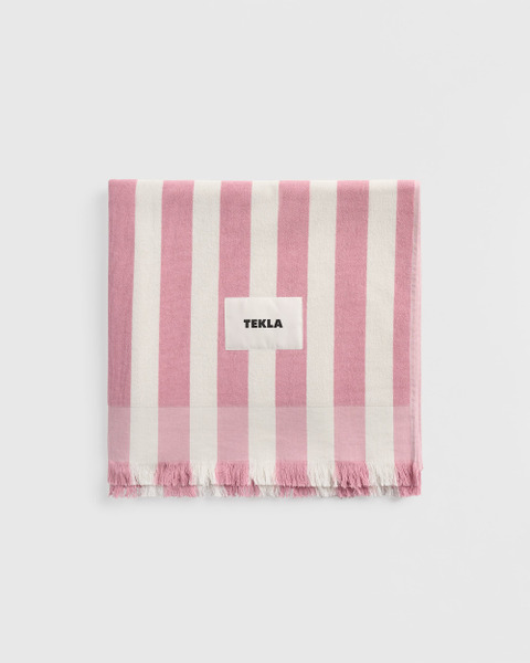 TEKLA｜流蘇純棉海灘巾-粉紅