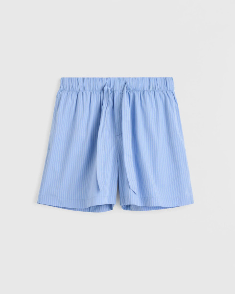 TEKLA｜純棉短睡褲-藍色條紋