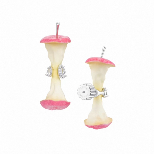 YVMIN｜蘋果核耳環-粉紅