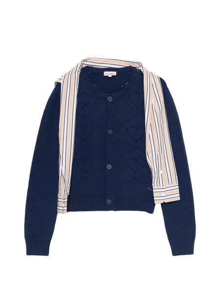 CHARLES JEFFREY LOVERBOY｜Hold Me藍色純棉圓領針織開襟衫