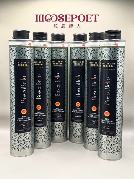 Boscobello D.O.P.歐盟原產地保護認證-100%特級冷萃初榨橄欖油 6入箱購 (贈送風味橄欖油*1)