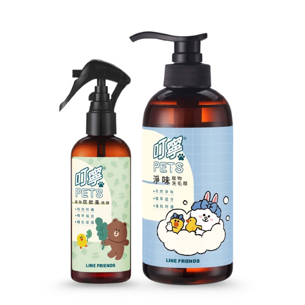 叮寧PETS寵物防蚊蚤噴霧+叮寧PETS寵物淨味洗毛精