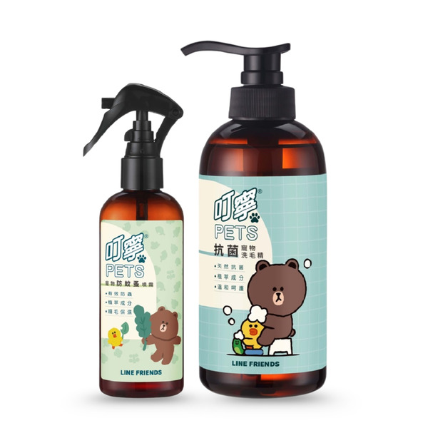 叮寧PETS寵物防蚊蚤噴霧+叮寧PETS寵物抗菌洗毛精