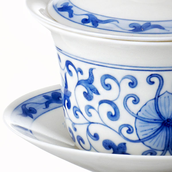 中天下泉蓋碗繪青花/蓋碗(M)-染付け安達窯Anta Pottery