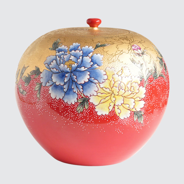描金茶甕繪牡丹/金描き茶缶-牡丹安達窯Anta Pottery 描金茶甕繪牡丹/金描き茶缶-牡丹安達窯Anta Pottery