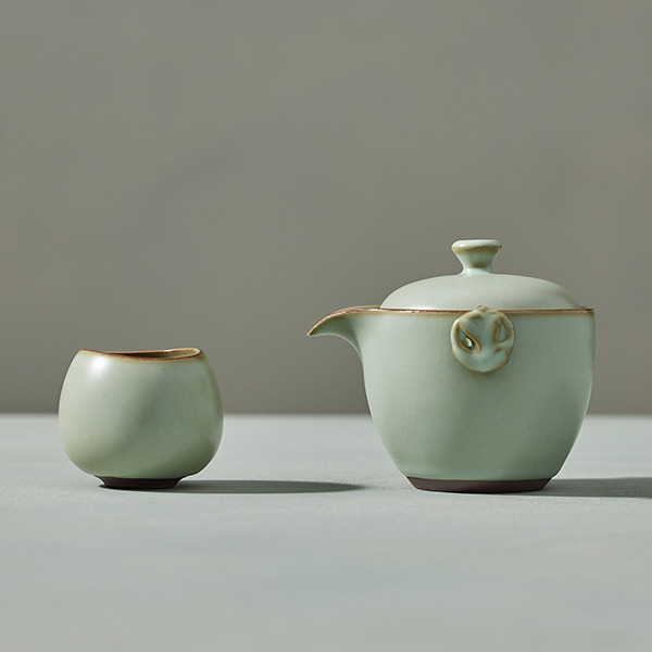 拾璞-翠荷待放壺組/蕾み茶器セット安達窯Anta Pottery