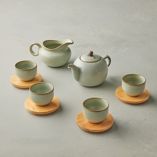 拾璞-翠荷古意茶具組/古意(ゴイ)急須セット安達窯Anta Pottery