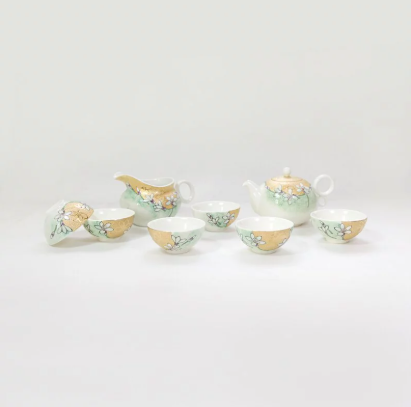 青花-如意茶具組/如意茶器セット安達窯Anta Pottery