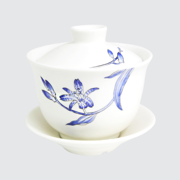 圓滿三件蓋碗-台灣油點草/蓋碗三点セット-タイワンホトトギス安達窯