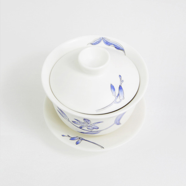 圓滿三件蓋碗-台灣油點草/蓋碗三点セット-タイワンホトトギス安達窯