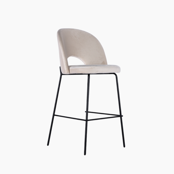 Petal Bar Chair (Black Frame) White Ivory