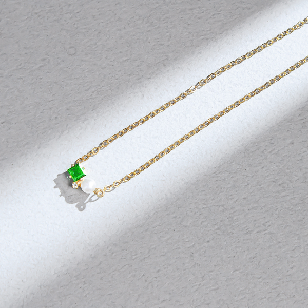 森嶼凝珠｜綠透輝寶石珍珠項鏈項鍊