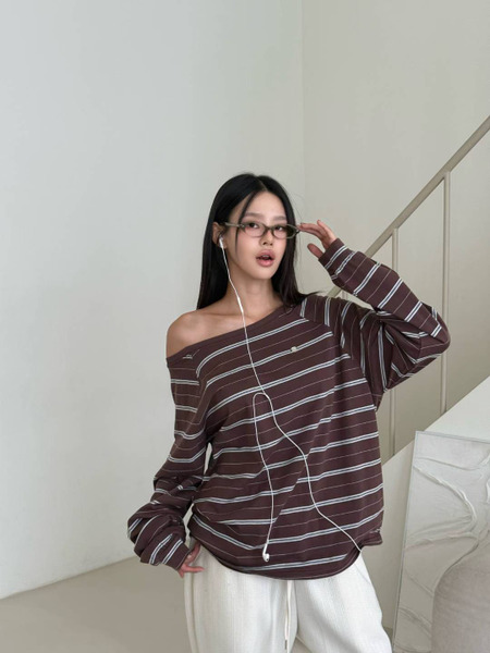 現貨- 大Ｕ領條紋上衣