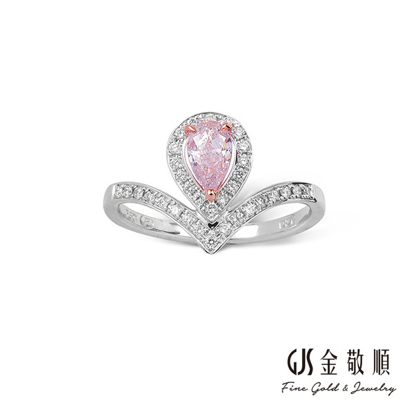 白K金 粉鑽鑽石戒指