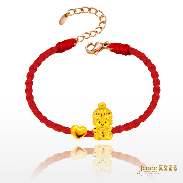 Jcode 真愛密碼 黃金手鍊霞海城隍廟 尋愛月老 黃金編織繩手 金重:0.33錢