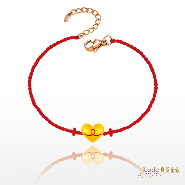 Jcode 真愛密碼 黃金手鍊霞海城隍廟 紅線牽愛 黃金編織繩手 金重:0.13錢
