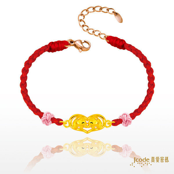 Jcode 真愛密碼 黃金手鍊霞海城隍廟 好對象-愛心 黃金編織繩手 金重:0.27錢