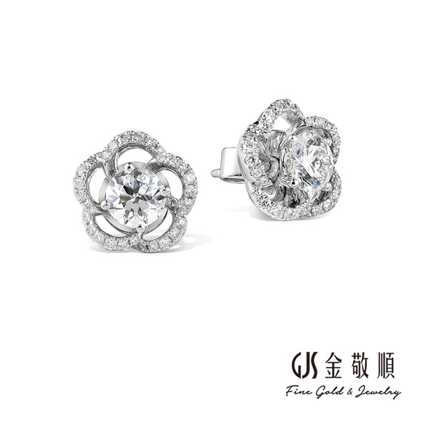 【珠寶】白K鑽石耳環 GIA國際證書 0.51克拉 0.50克拉  耳畔玫瑰