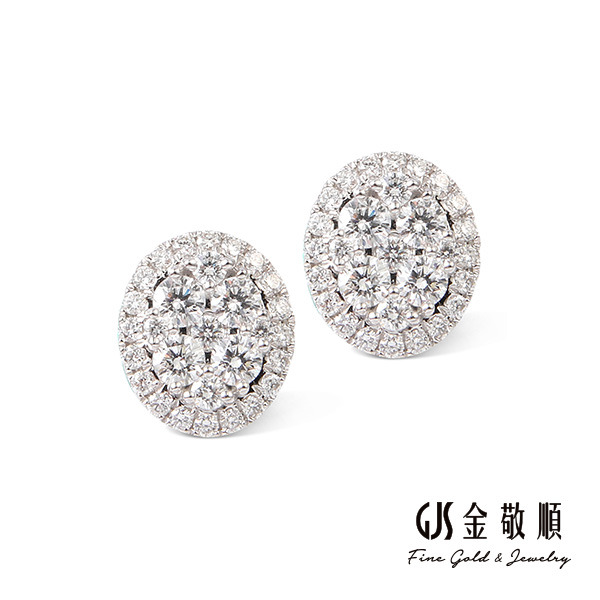 【珠寶】白K鑽石耳環 歲月留光