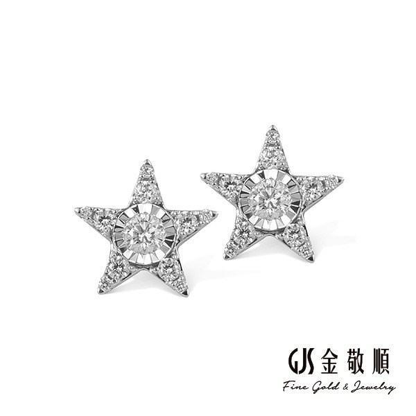 【珠寶】白K鑽石耳環 星空
