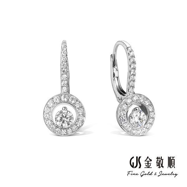 【珠寶】白K鑽石耳環 圓華