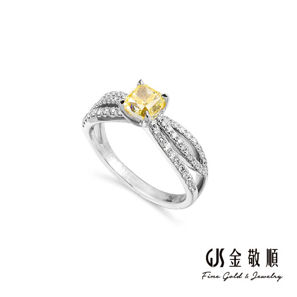 【珠寶】白K黃鑽鑽石戒指 1.02克拉  造型車工黃鑽